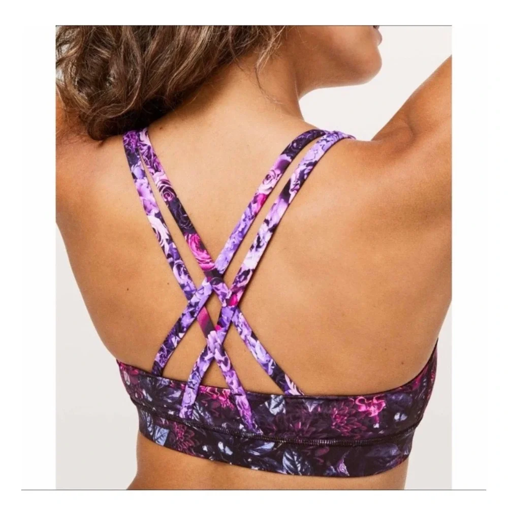 Lululemon Energy Bra Purple Bloom Floral Print Women's Size 6 Active Performance